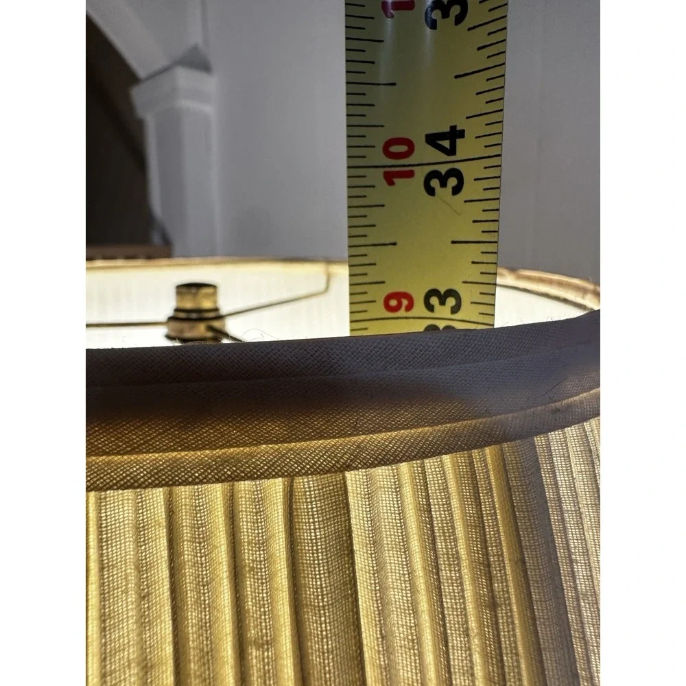 Vintage Hollywood‎ Regency Table Lamp Brass Tone Metal Footed Base Pleated Shade